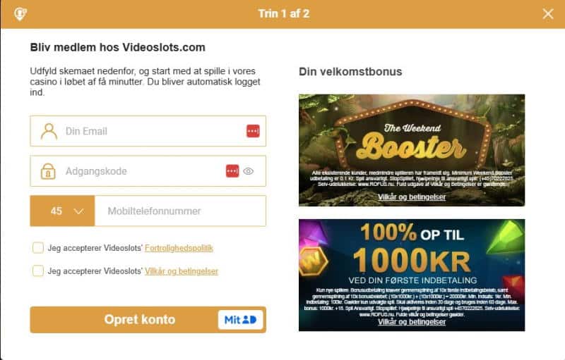 registrering videoslots